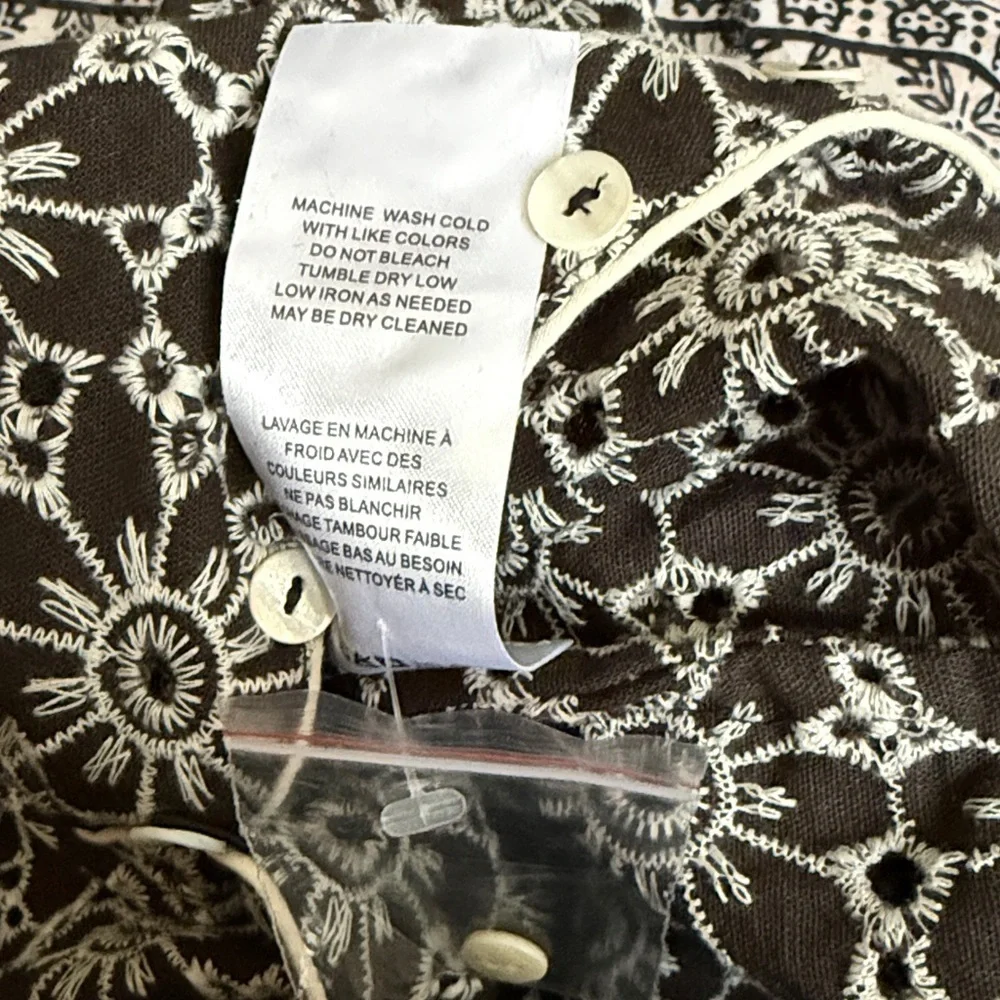 Free People Dream A Little Dream Top/Shacket Floral Black, Ivory $128 NWT Sz XS